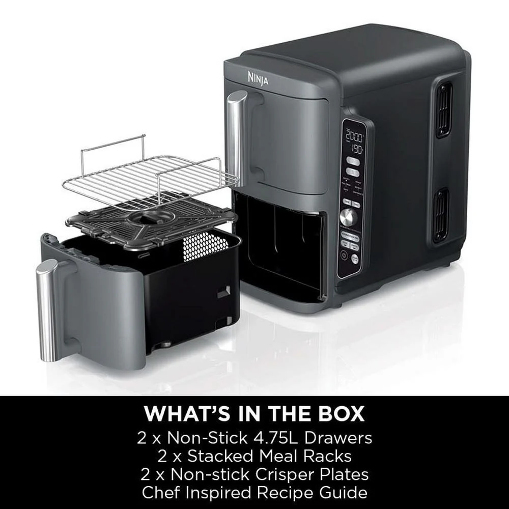 2025 Ninja Double Stack XL 2 Lade Airfryer 9,5L Grijs SL400UK