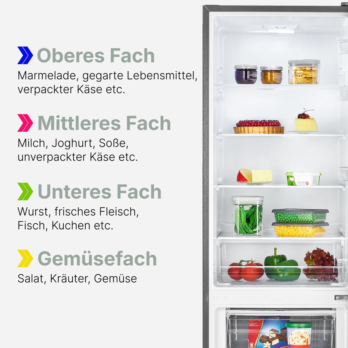 Bomann  Fridge-freezer, 269 l capacity - cooling: 198 L | freezing: 71 l, energy saving, quiet 39 dB, LED, interchangeable door stop, height: 180 x width: 55 x depth: 56 cm - KG 184.1 inox