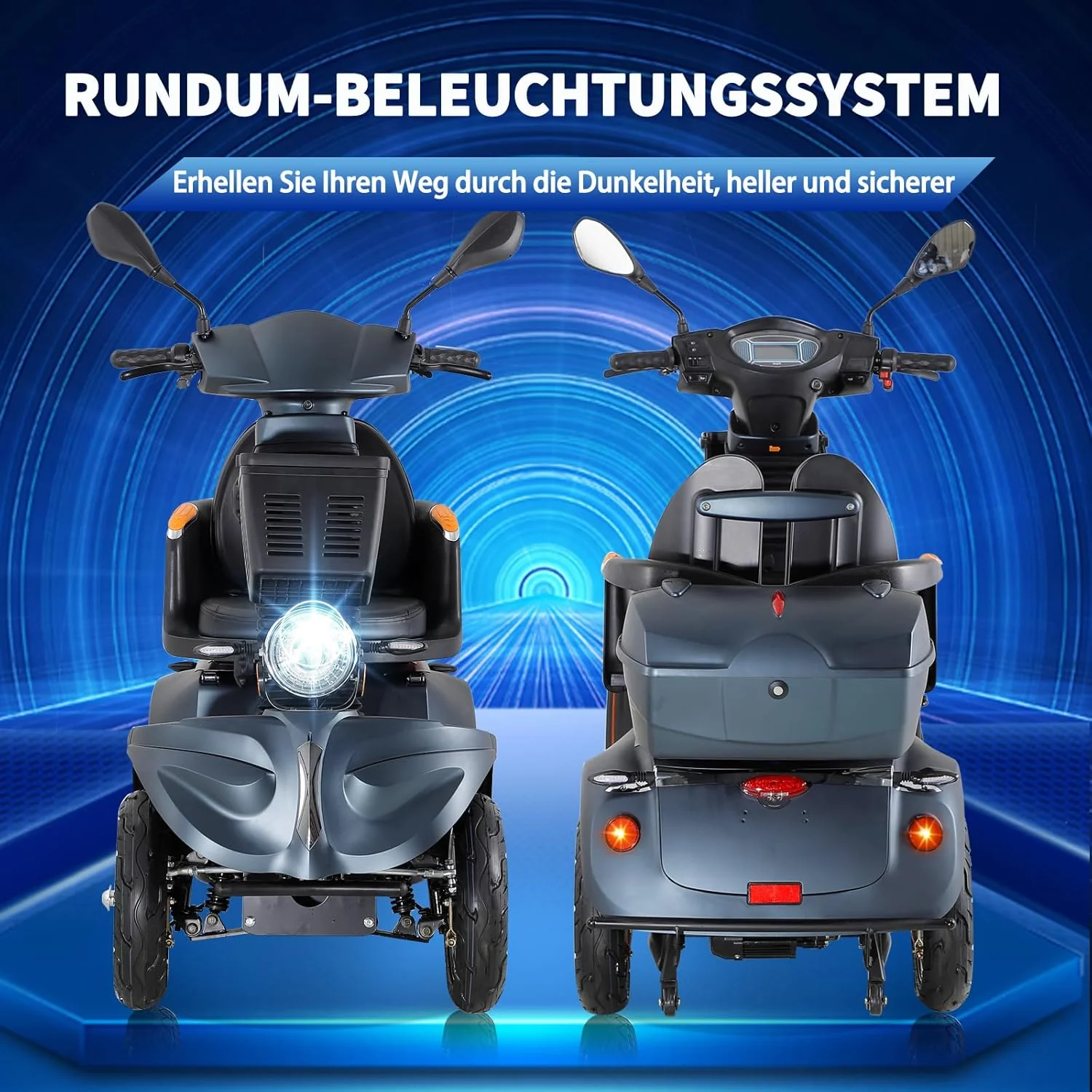 2025 ZVGREEN 4-wiel mobiliteitsscooter voor senioren �C Kapiteinsstoel, max. 15 km/u, ruime opbergruimte, draaibare stoel, elektromagnetische rem