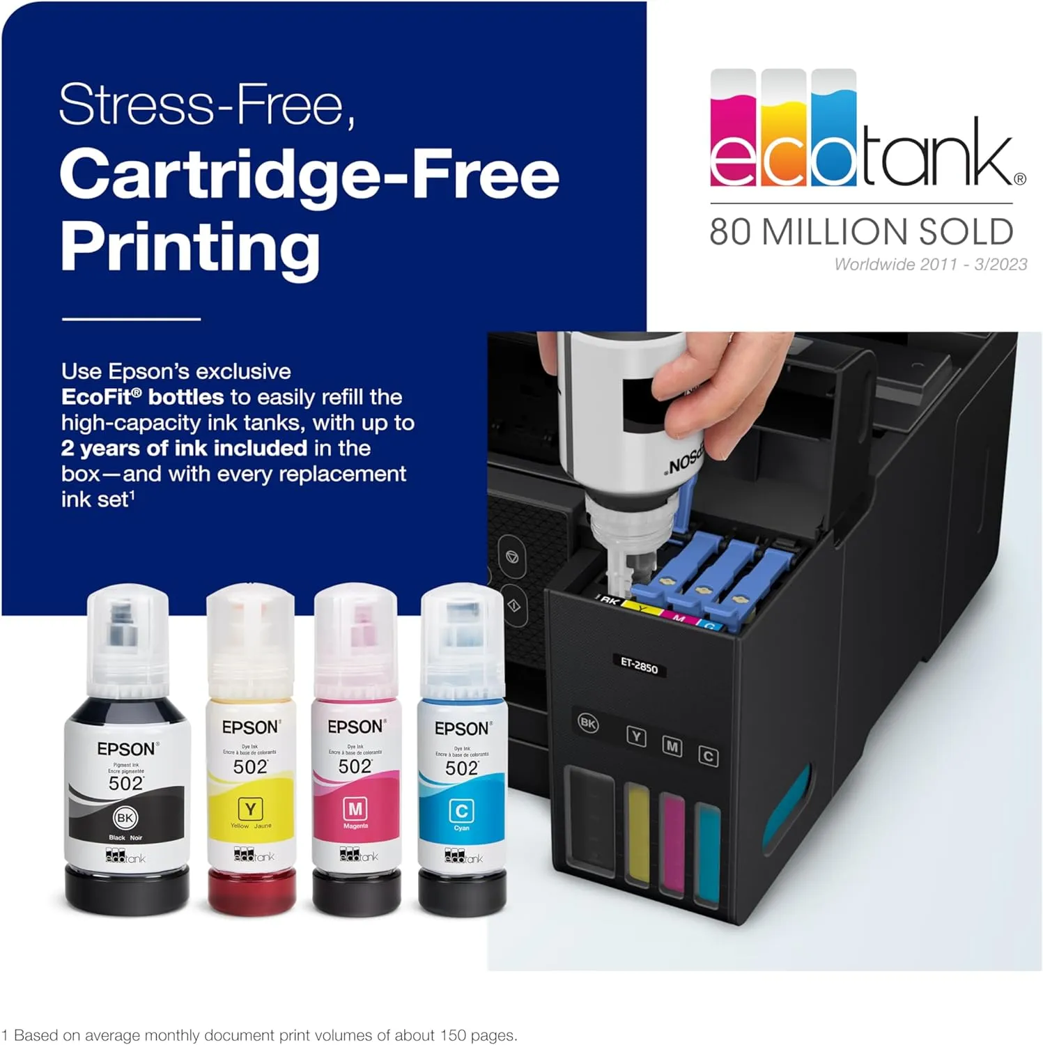 ET-4800 Draadloze alles-in-één cartridgevrije supertankprinter met scanner, kopieerapparaat, fax, ADF en Ethernet - Ideaal voor uw thuiskantoor, wit