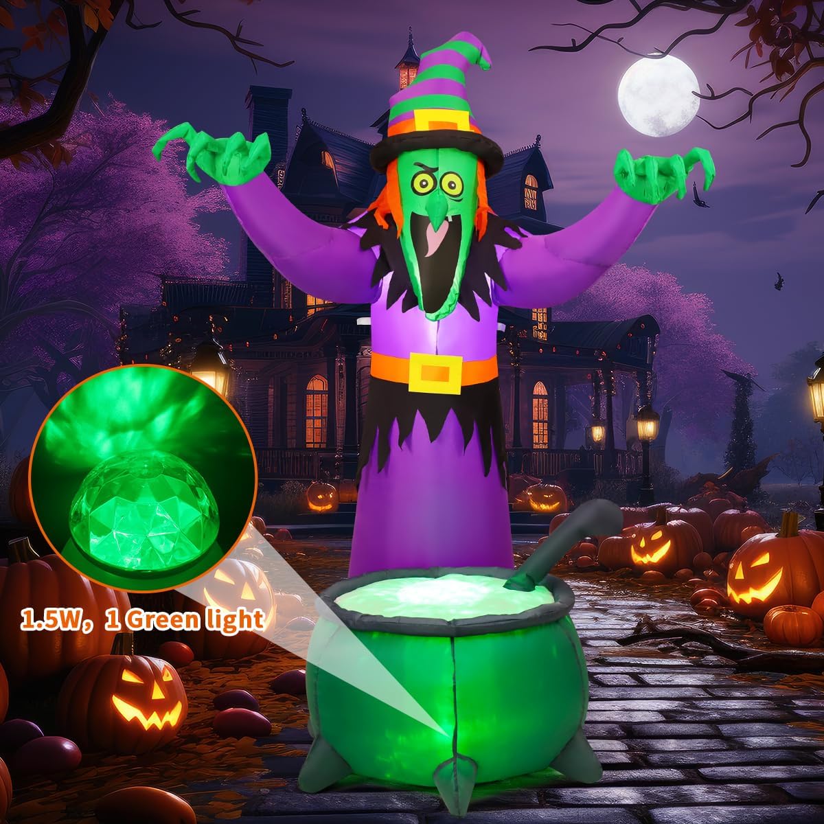 COMIN 6FT Halloween Inflatables Geanimeerde Heks Wuivende Handen Opblazen Outdoor Tuin Decoraties Tuin Gazon Decor