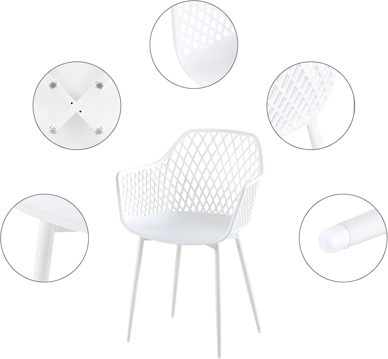 buybyroom Garden Chairs Set of 4 Outdoor Chair with Armrest Armrest Lounge Chair Armchairs Garden Chairs 120 kg Load Capacity Black