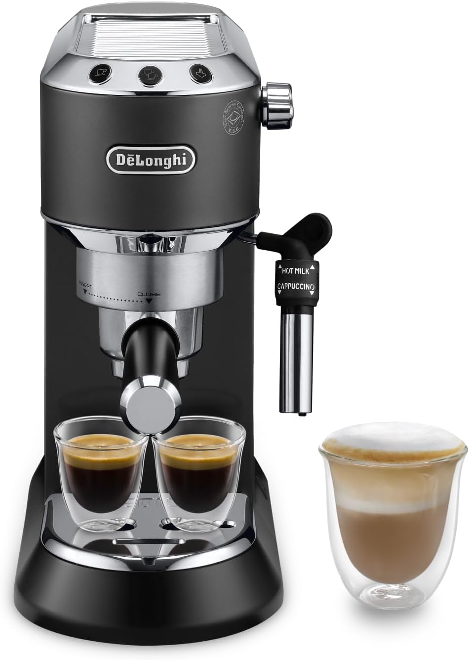De'Longhi Dedica Style, Traditional Pump Printing Espresso Machine, Coffee and Cappuccino Maker, EC685M, Silver