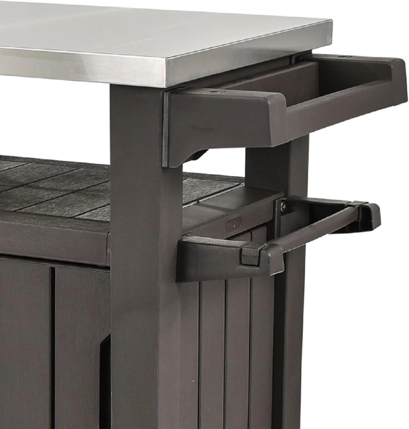 Keter Outdoor Rolling Table Cart voor voedselbereiding, opslag, bar en grill, donkerbruin