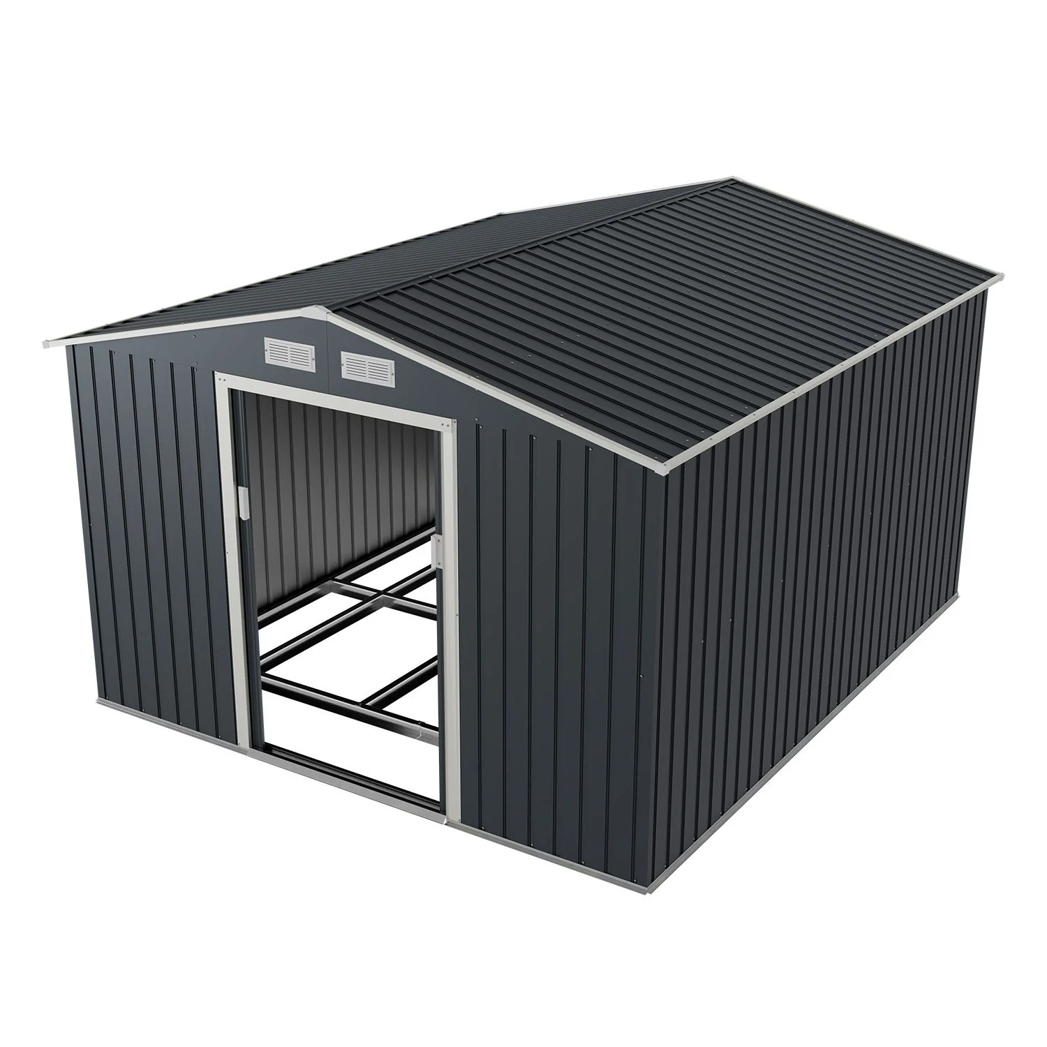 2025 Metalen tuinschuur M in donkergroen voor de tuin