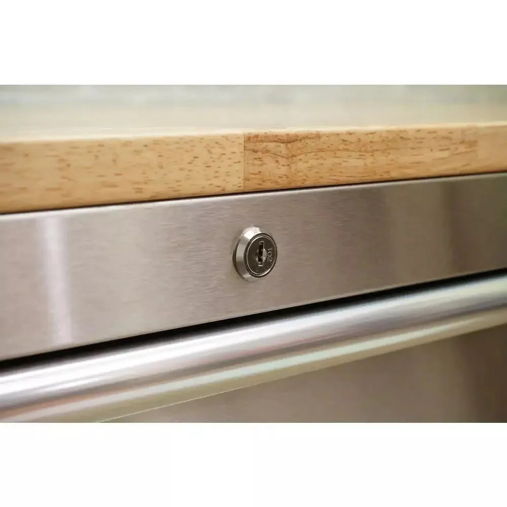 72 inch 18-laden 24 inch D mobiele werkbank met massief houten blad roestvrij staal