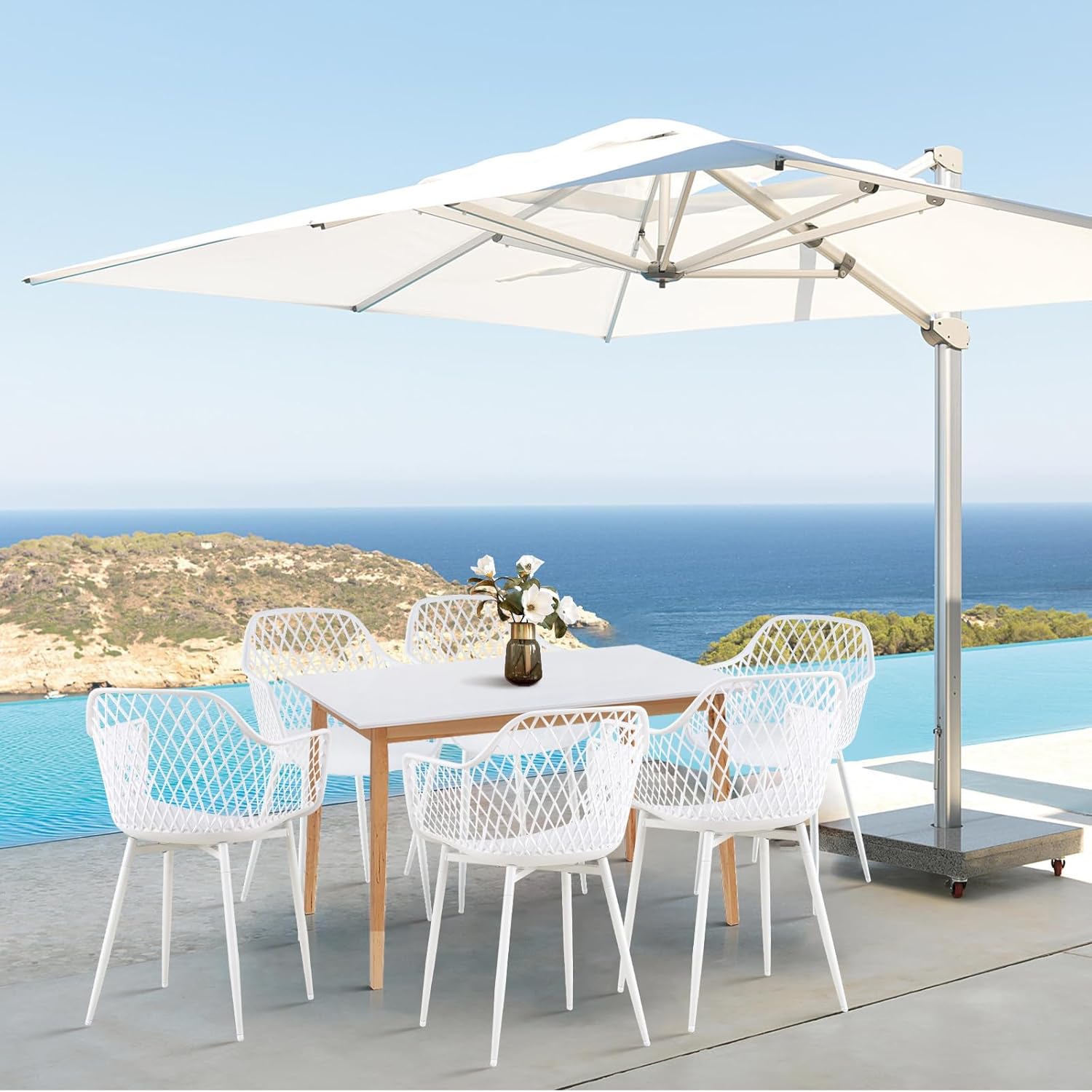 buybyroom Garden Chairs Set of 4 Outdoor Chair with Armrest Armrest Lounge Chair Armchairs Garden Chairs 120 kg Load Capacity Black