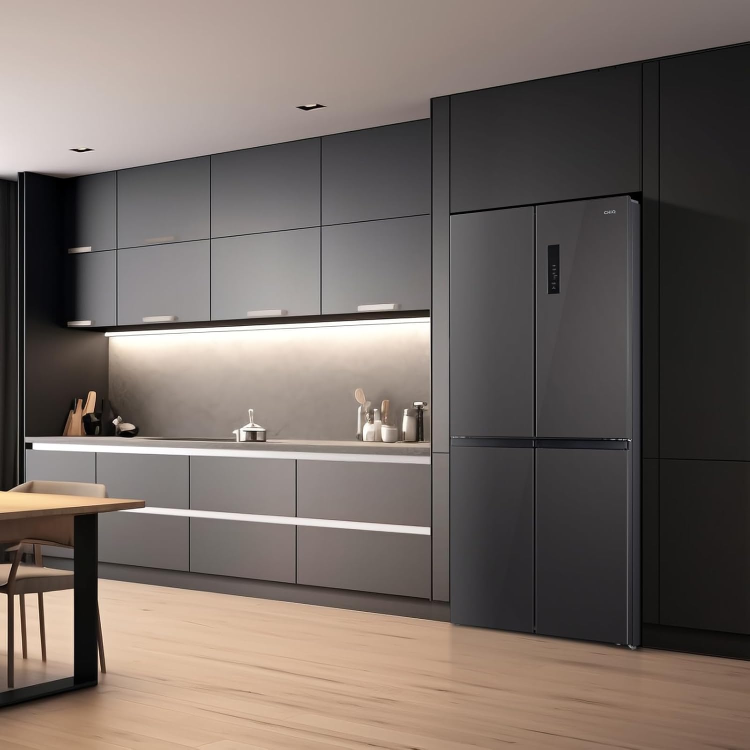 CHiQ FBM351NEI42, Fridge-Freezer, 356 Liters(260 + 96 L), No Frost, Silent 35dB, Inverter Compressor, Digital LED Display, 12 Year Warranty on Compressor, Stainless Steel