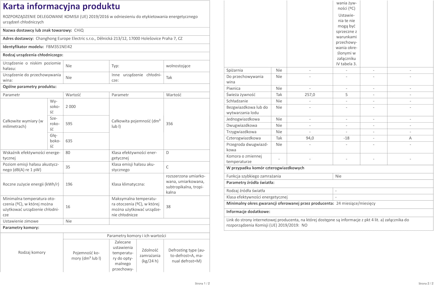 CHiQ FBM351NEI42, Fridge-Freezer, 356 Liters(260 + 96 L), No Frost, Silent 35dB, Inverter Compressor, Digital LED Display, 12 Year Warranty on Compressor, Stainless Steel