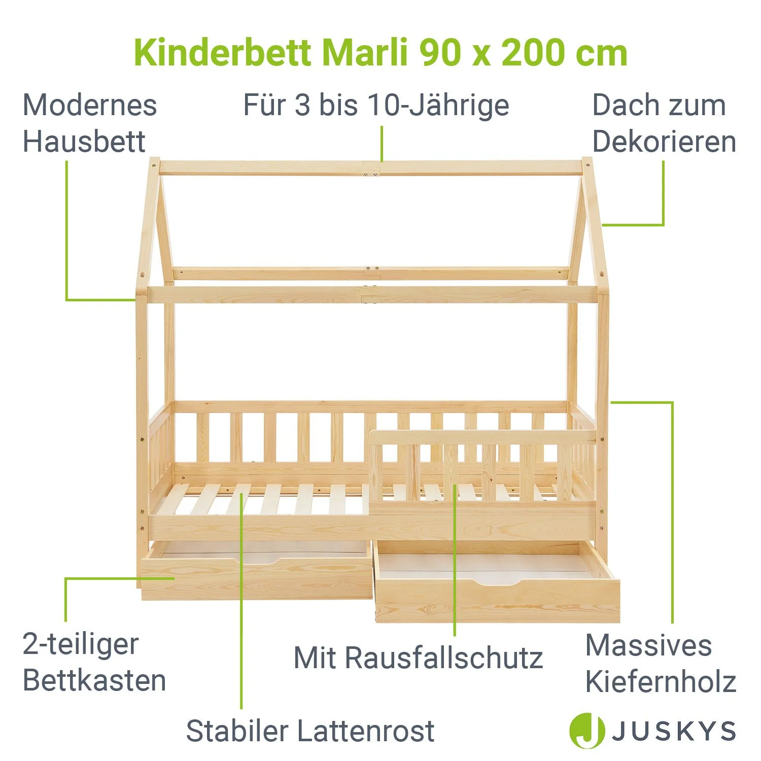2025 Kinderbed Marli 90 x 200 cm met opberglade