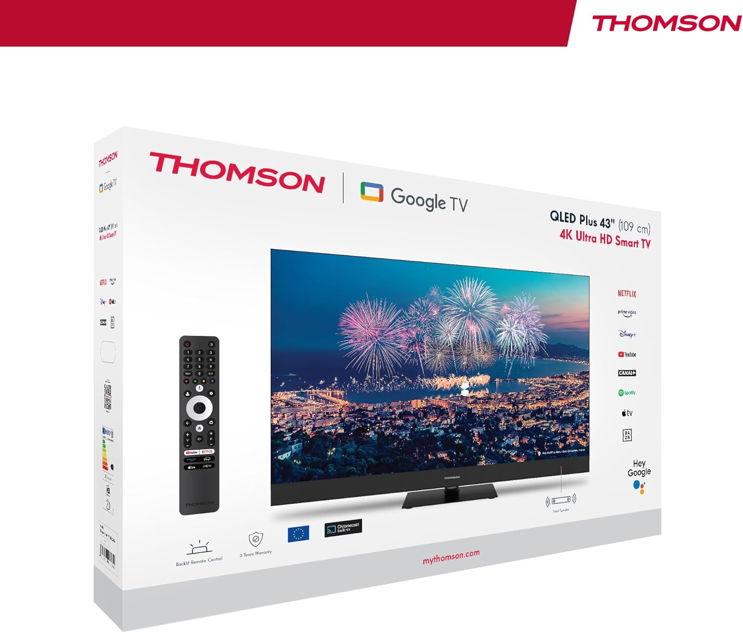 THOMSON 32 Inch (81cm) Full HD Google Smart TV, Wi-Fi, Dolby Audio, HDR10, Bluetooth 5.1, Triple Tuner (Cable/Satellite/Antenna), HDMI, CI+, A+ Panel - 32FG2S14