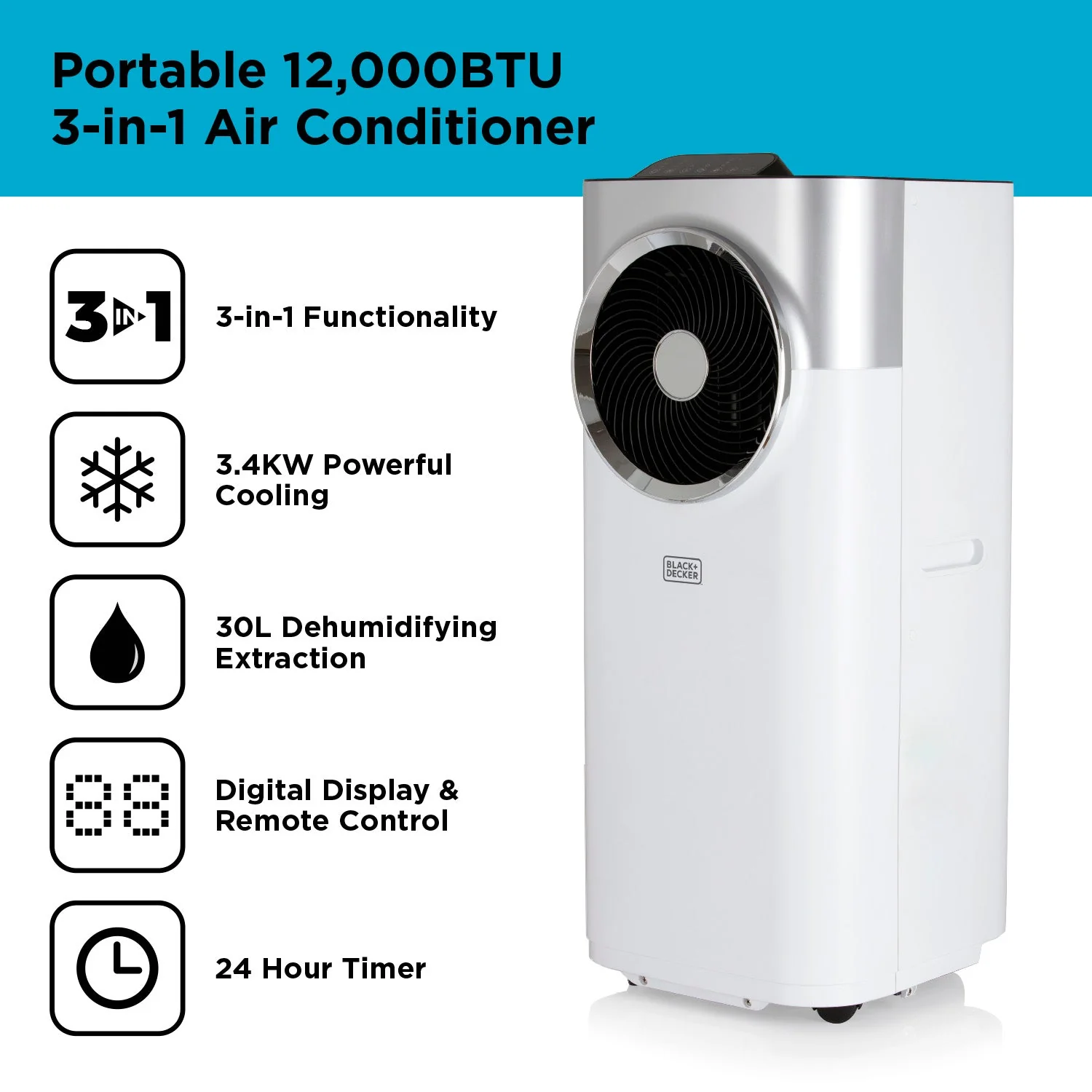 Draagbare Airconditioner Black+Decker BXAC40008GB 12.000 BTU