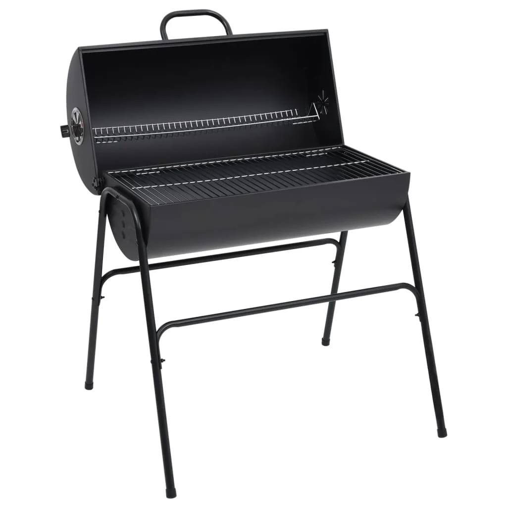 Grill met 2 grillroosters zwart draagbare BBQ-grill 80x95x90 cm staal