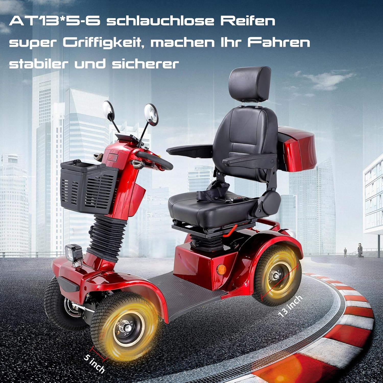 2025 ZVGREEN 4-wiel mobiliteitsscooter voor senioren �C Kapiteinsstoel, max. 15 km/u, ruime opbergruimte, draaibare stoel, elektromagnetische rem