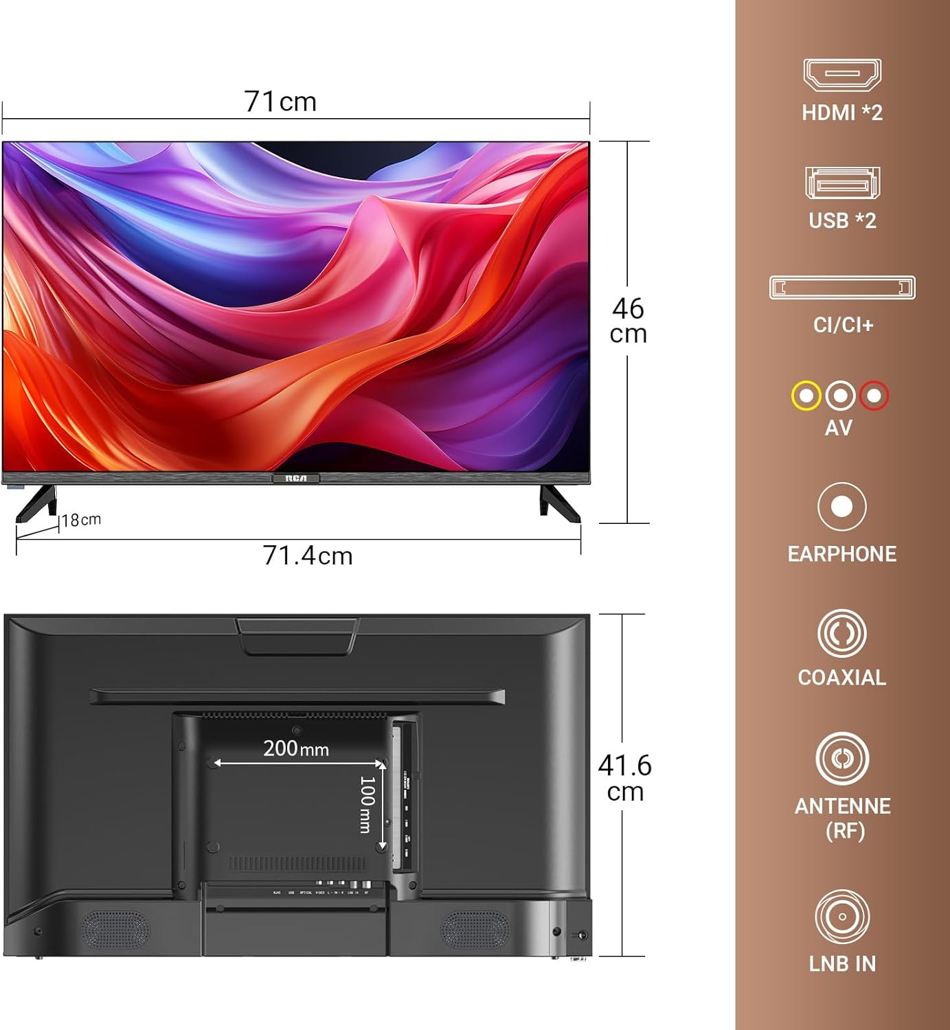 RCA RS32H2 Android Smart TV 32 inch (80 cm) Televisie met Google Assistant, Chromecast, Netflix, Prime Video, Google Play, YouTube, Disney+, WiFi, BT-afstandsbediening met microfoon, DVB-S/S2/T/T2/C