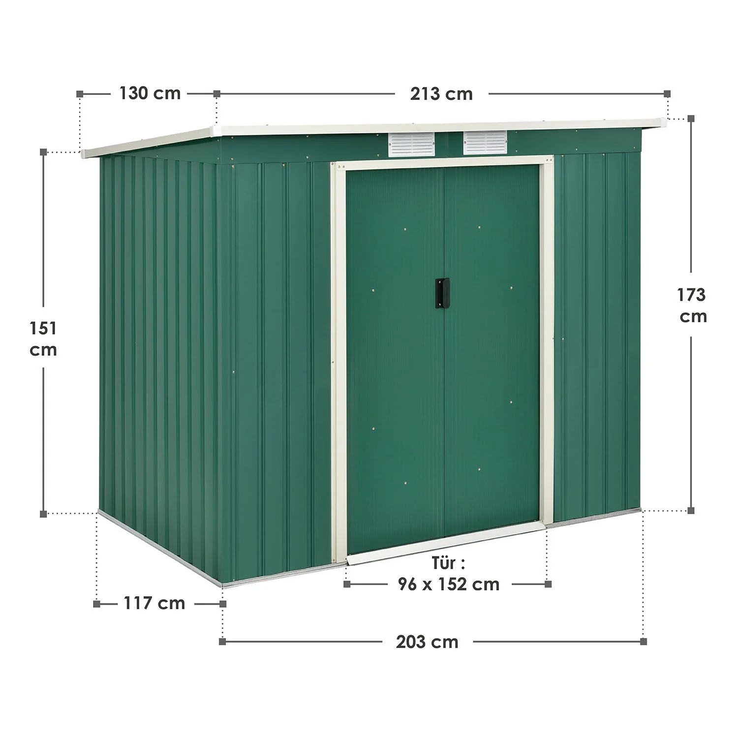 2025 Metalen tuinschuur M in donkergroen voor de tuin