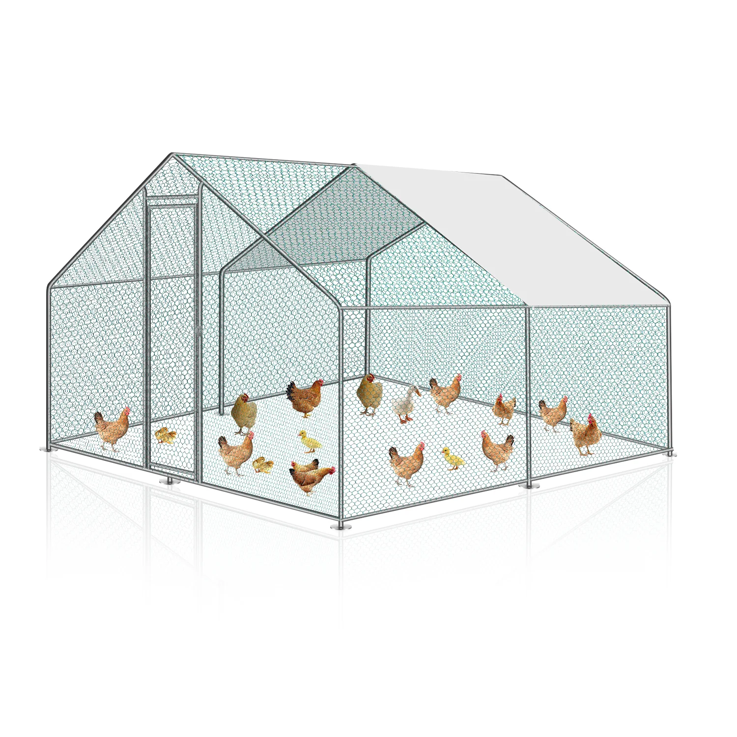 2025 Sonnewelt Kippenhok Metaal Vrijloopren met Dakzeil 332m