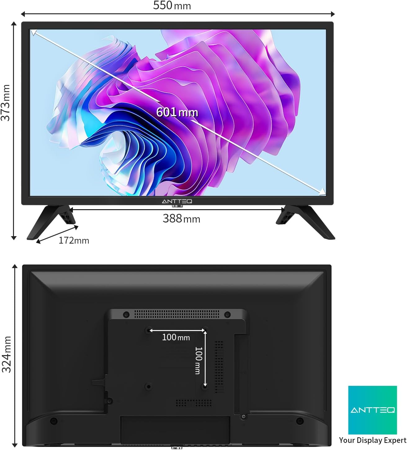 ANTTEQ AB42D1 TV 42 Inch (TV 106 cm), Dolby Audio, LED, HDMI, Media Player via USB, Digital Audio Output, Triple Tuner DVB-C/T2/S2, CI+, Hotel Mode Included