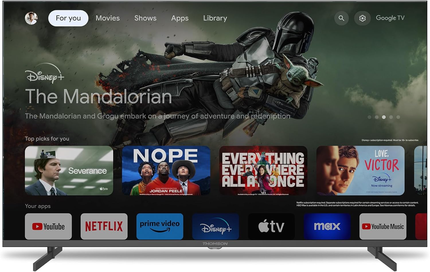 THOMSON 32 Inch (81cm) Full HD Google Smart TV, Wi-Fi, Dolby Audio, HDR10, Bluetooth 5.1, Triple Tuner (Cable/Satellite/Antenna), HDMI, CI+, A+ Panel - 32FG2S14