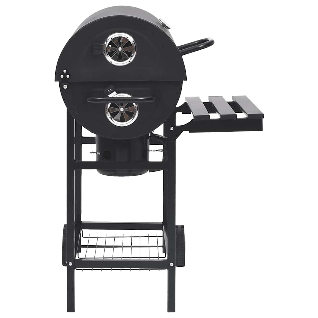 2025 Grillwagen met wielen en legplanken Zwart Staal 115x85x95 cm Buitenbarbecue
