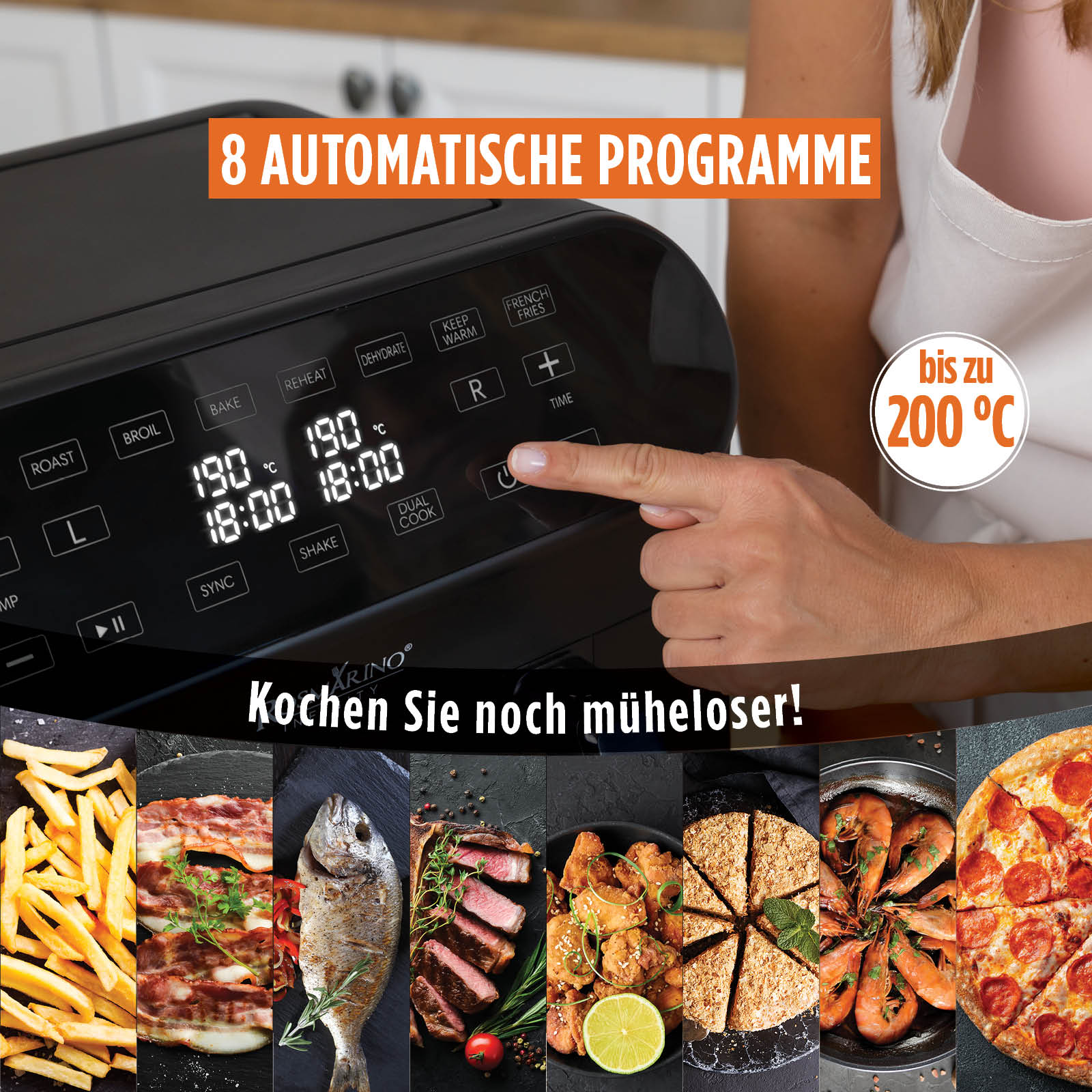 2025 Infinity PRO XXL Airfryer met dubbele manden, 1700 W, 8 L