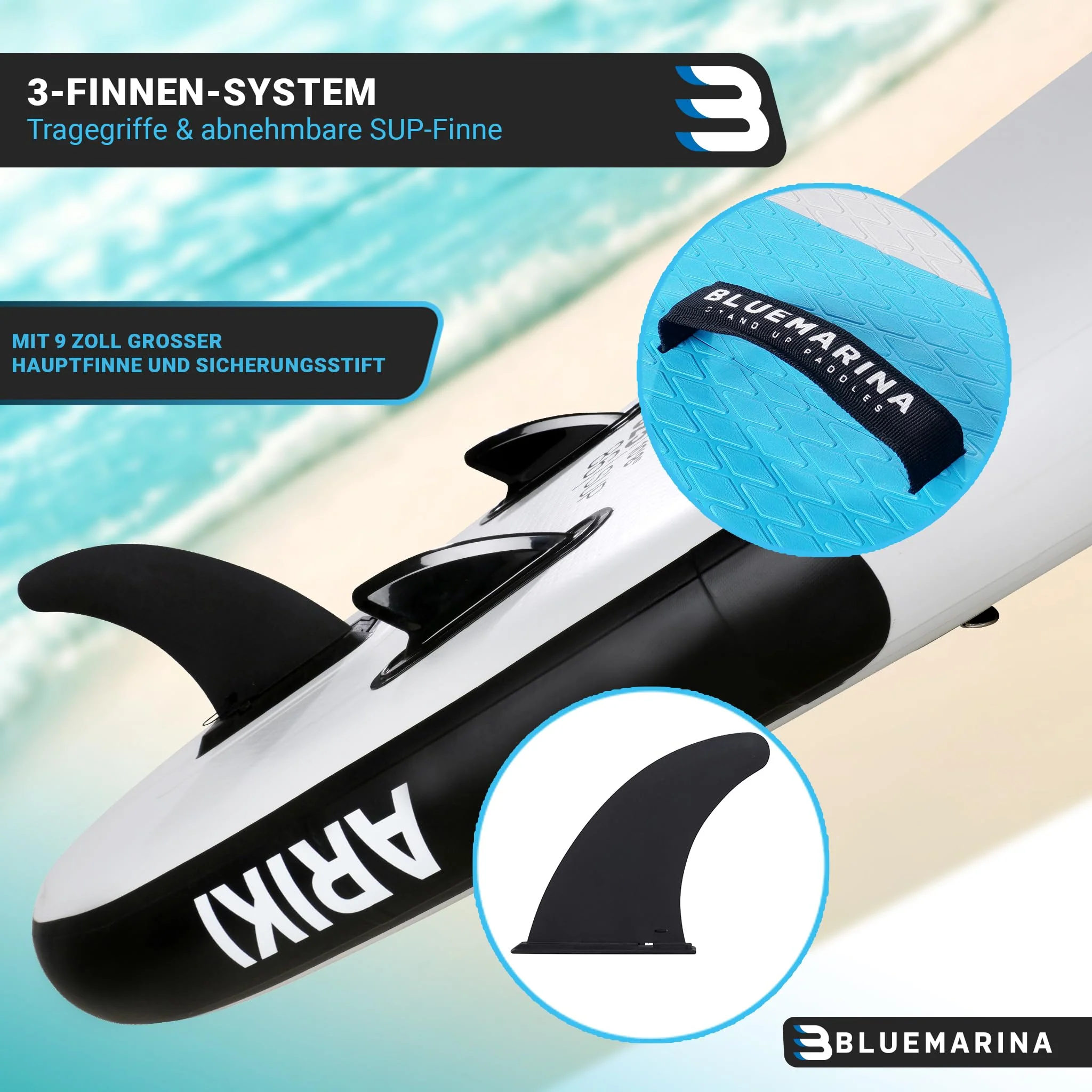 2025 Bluemarina Ariki Opblaasbare SUP Paddleboard | 5 JAAR GARANTIE �C Draagvermogen 140 kg �C Paddle Set �C SUP Board �C Surfboard (Ariki 325x86x15 cm)