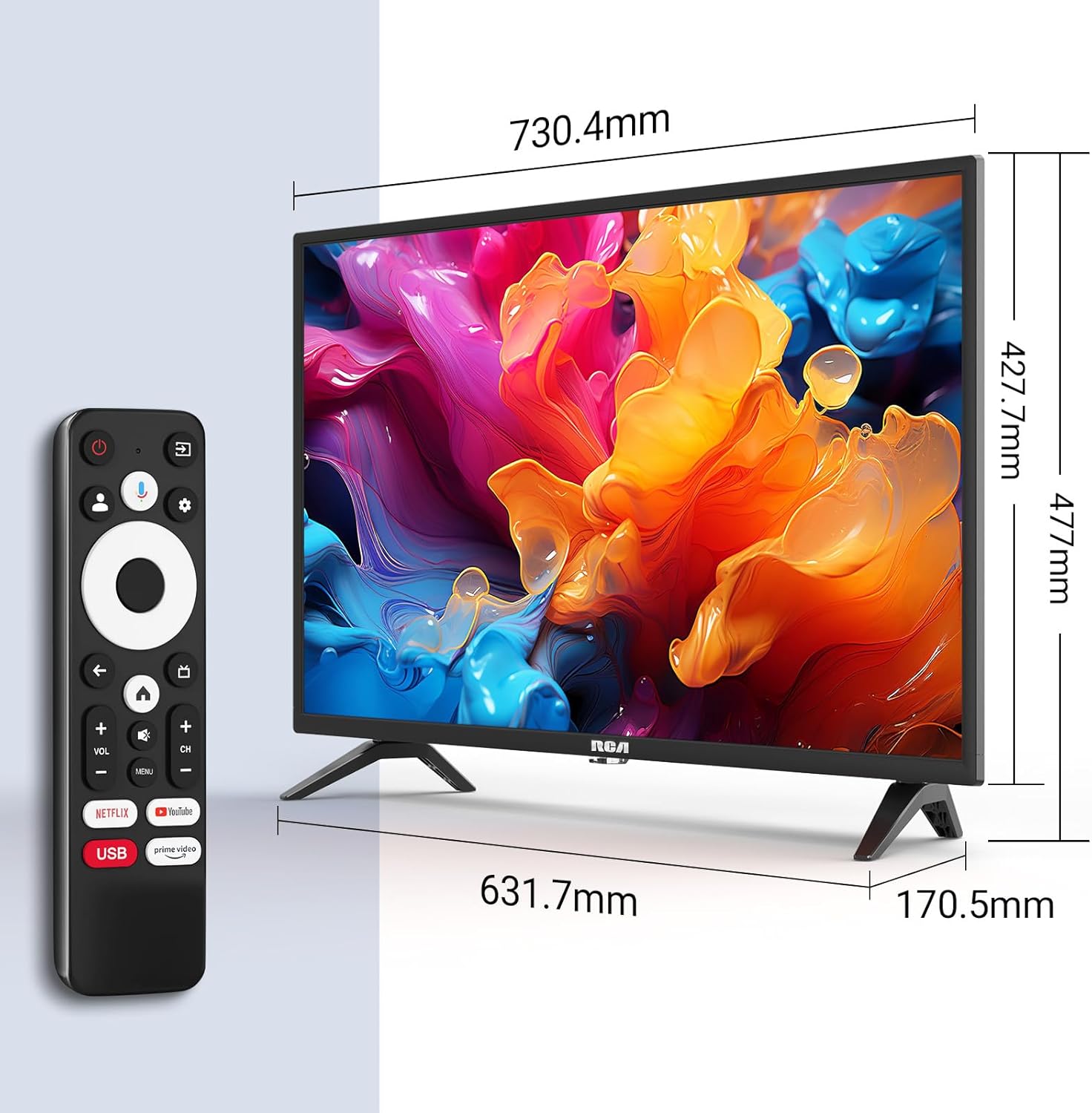 RCA RS32H2 Android Smart TV 32 inch (80 cm) Televisie met Google Assistant, Chromecast, Netflix, Prime Video, Google Play, YouTube, Disney+, WiFi, BT-afstandsbediening met microfoon, DVB-S/S2/T/T2/C