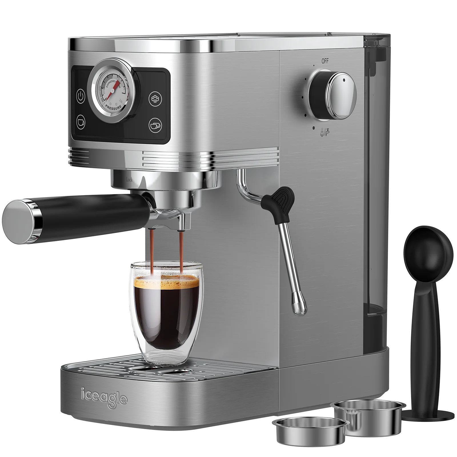 2025 Iceagle Espressomachine CM1660B met Melkschuimpijp 1350W
