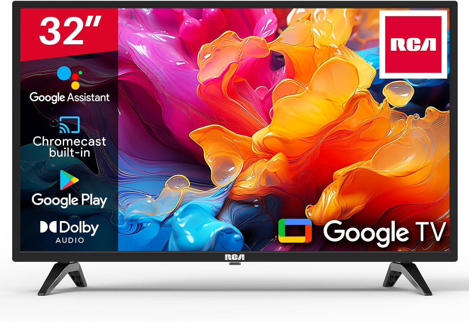 RCA RS32H2 Android Smart TV 32 inch (80 cm) Televisie met Google Assistant, Chromecast, Netflix, Prime Video, Google Play, YouTube, Disney+, WiFi, BT-afstandsbediening met microfoon, DVB-S/S2/T/T2/C