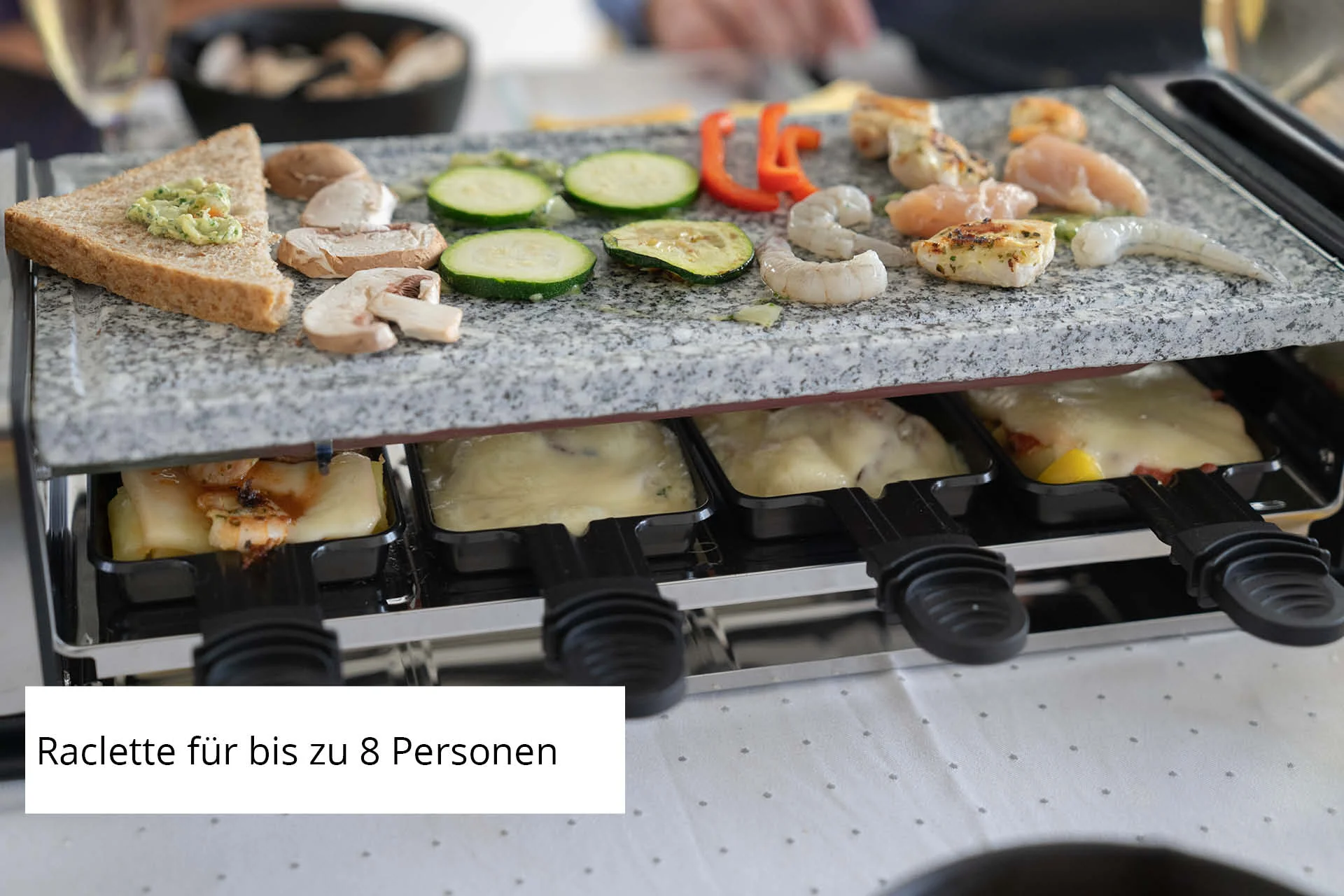 2025 Raclette Delice Basic �C 8-persoons tafelgrill met antiaanbaklaag en pannetjes, traploos instelbare temperatuurregeling