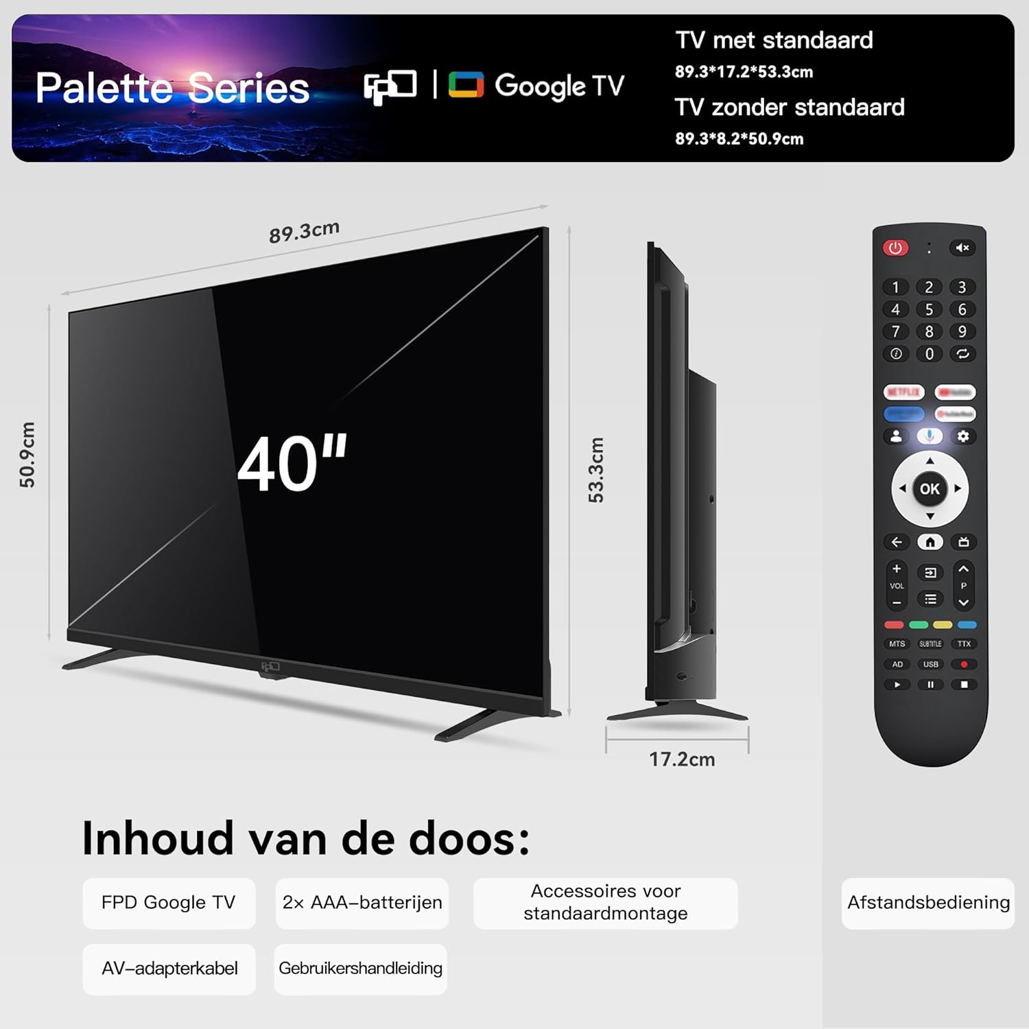 FPD 40 Inch Smart TV, Full HD Google TV with Google Cast, HDR 10, Dolby Audio, Vocie Remote, HDMI, 1080p Flat Screen Televison (CG40-P1, Model 2025)