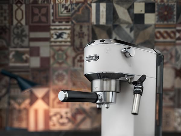 De'Longhi Dedica Style, Traditional Pump Printing Espresso Machine, Coffee and Cappuccino Maker, EC685M, Silver