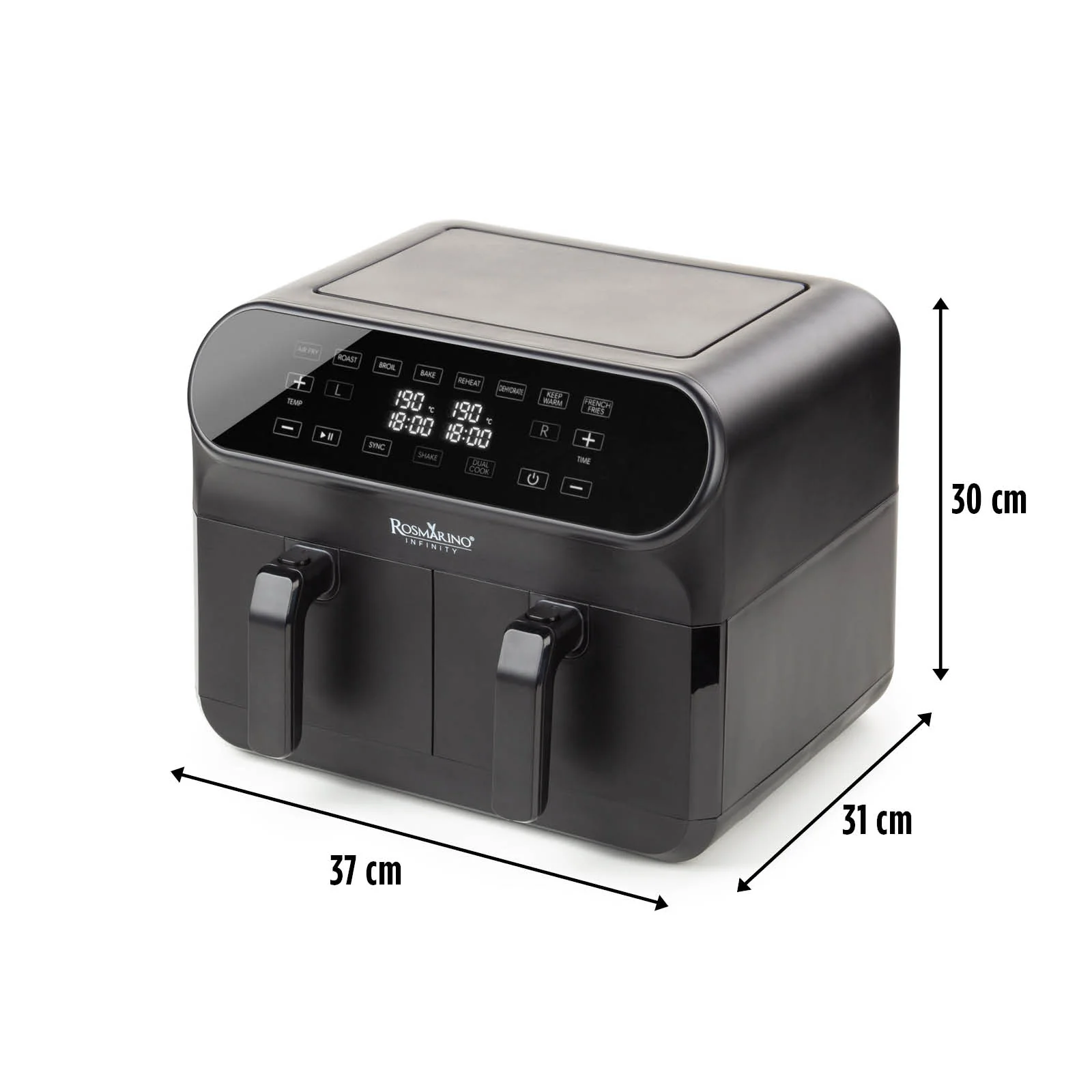 2025 Infinity PRO XXL Airfryer met dubbele manden, 1700 W, 8 L