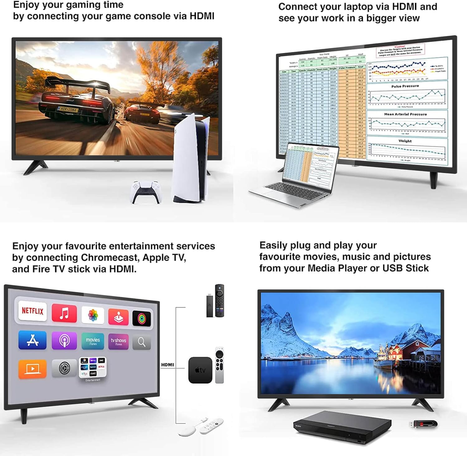 RCA RS32H2 Android Smart TV 32 inch (80 cm) Televisie met Google Assistant, Chromecast, Netflix, Prime Video, Google Play, YouTube, Disney+, WiFi, BT-afstandsbediening met microfoon, DVB-S/S2/T/T2/C