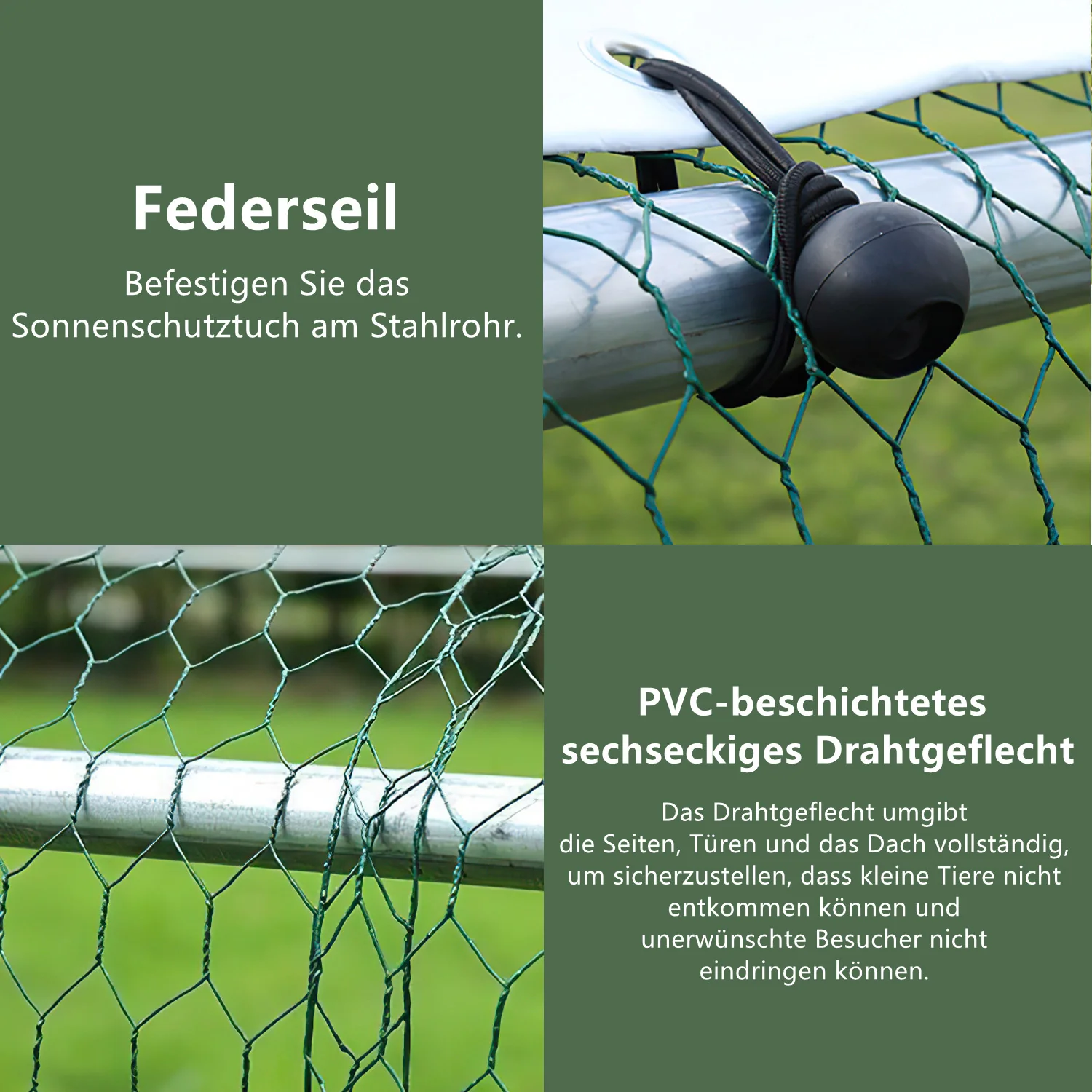 2025 Sonnewelt Kippenhok Metalen Vrijloopren met Dakzeil 3x2x2m