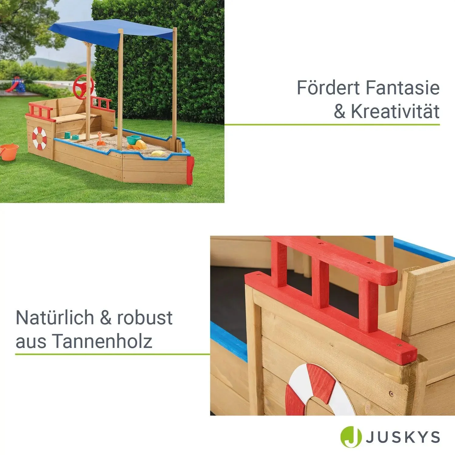 2025 Sandkasten K?pt��n Pit - Piratenschiff Boot aus Holz