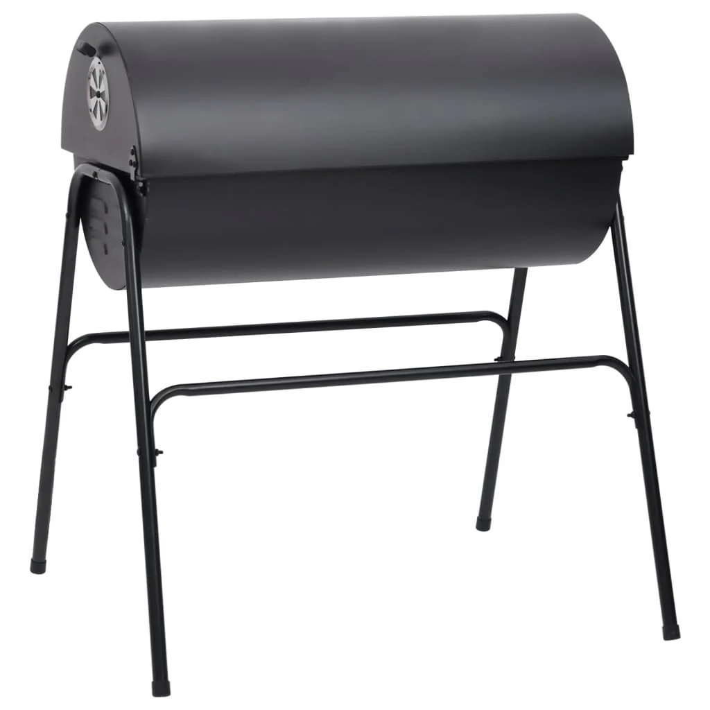 Grill met 2 grillroosters zwart draagbare BBQ-grill 80x95x90 cm staal