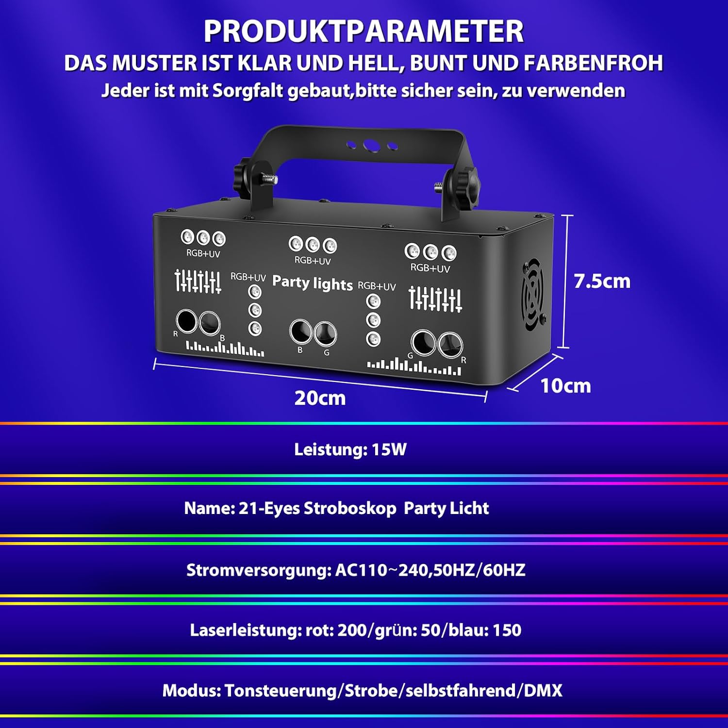 Disco Light Party Light, DMX Effects Light LED RGB DJ Projector Music Controlled Disco Lights For KTV Family Meeting Wedding Birthday Halloween