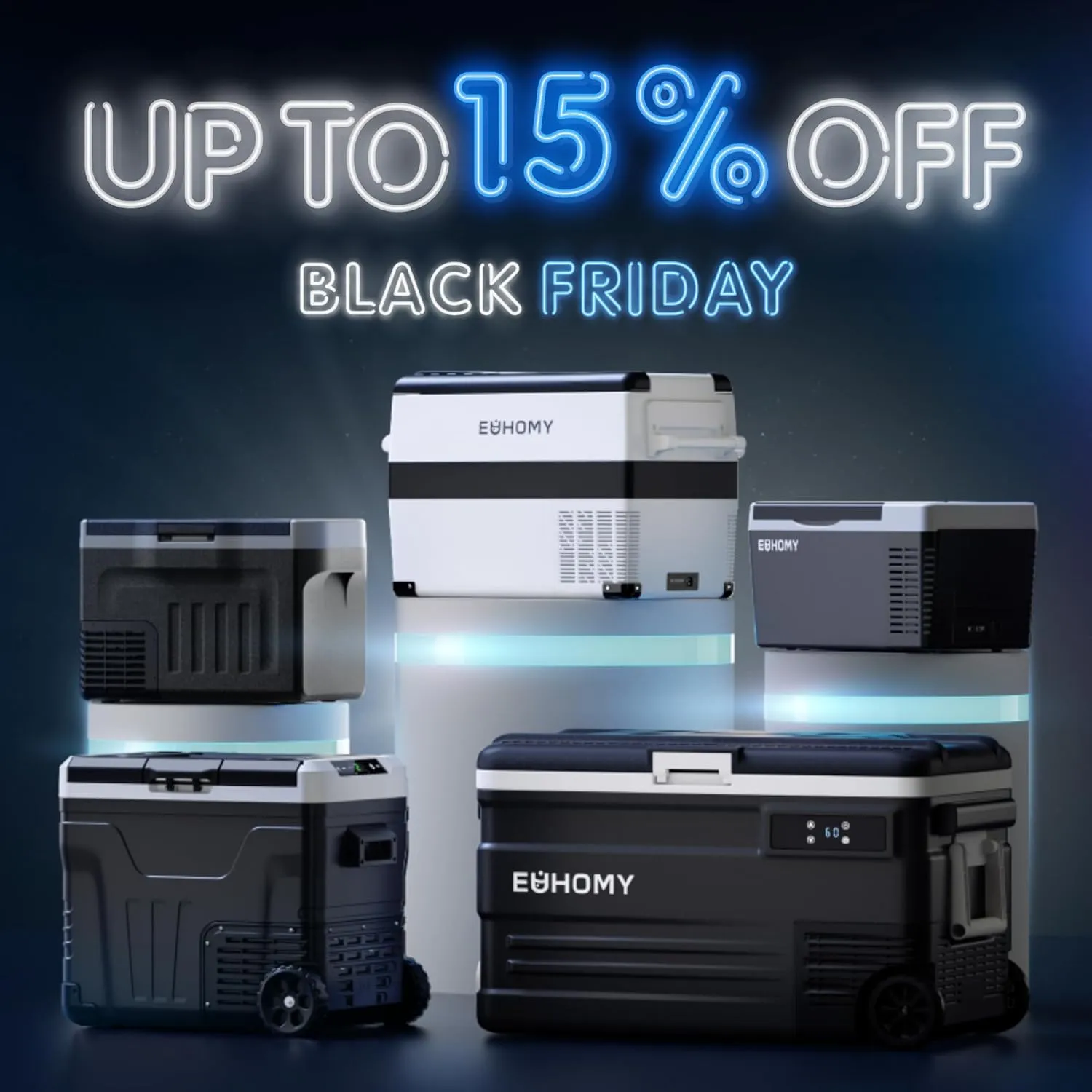 12 Volt Refrigerator, 53QT(50L) Electric Cooler, Portable Freezer 12V/24V DC 110-240V AC, 12V Fridge -4H~68H, 12V Cooler with Wheels & 2 Baskets for Travel, Truck, Boat, Camping