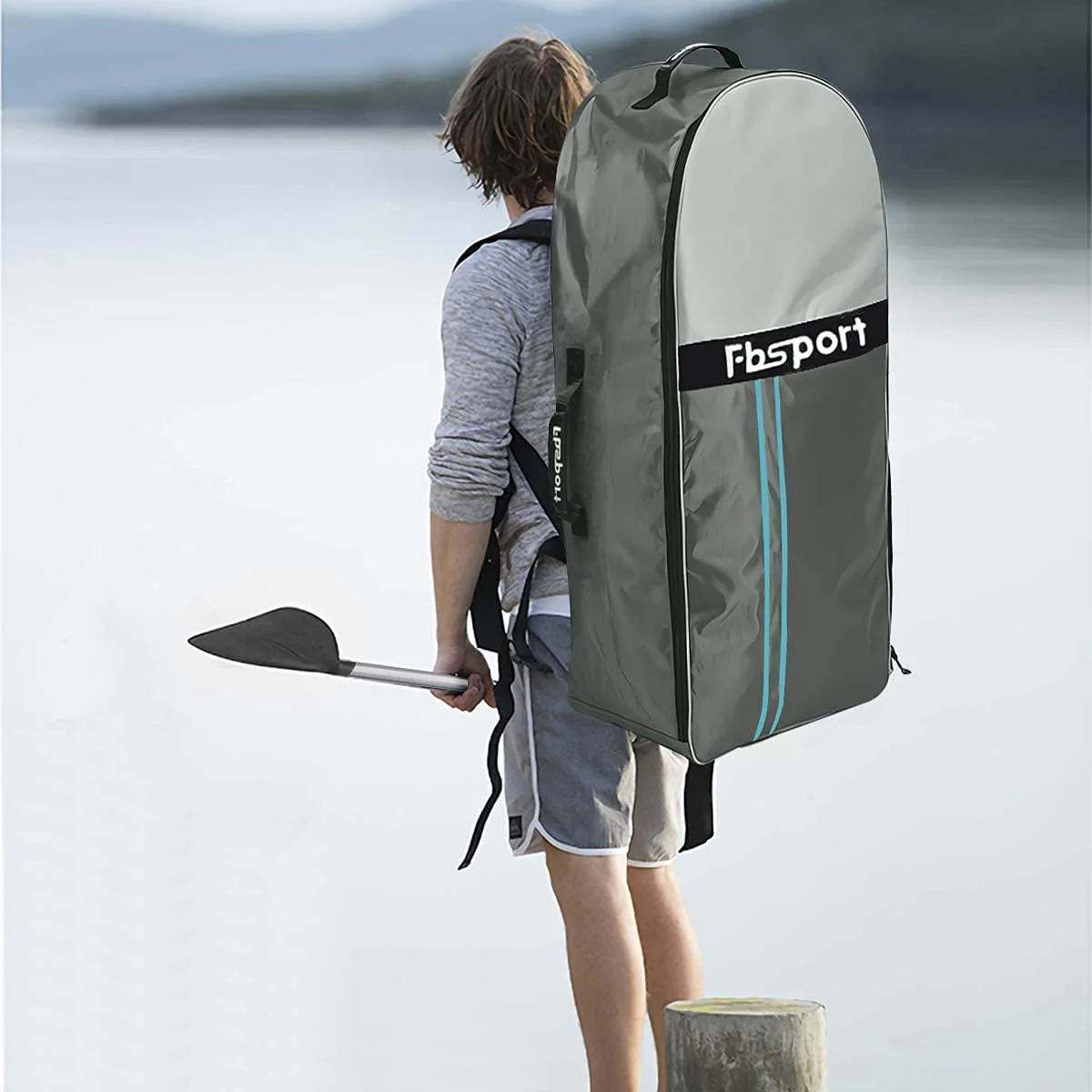 2025 FBSPORT Opblaasbare SUP Paddleboard, 15 cm Dikke Stand Up Paddleboard, Set met Verstelbare Aluminium Peddel en Pomp (Groen)