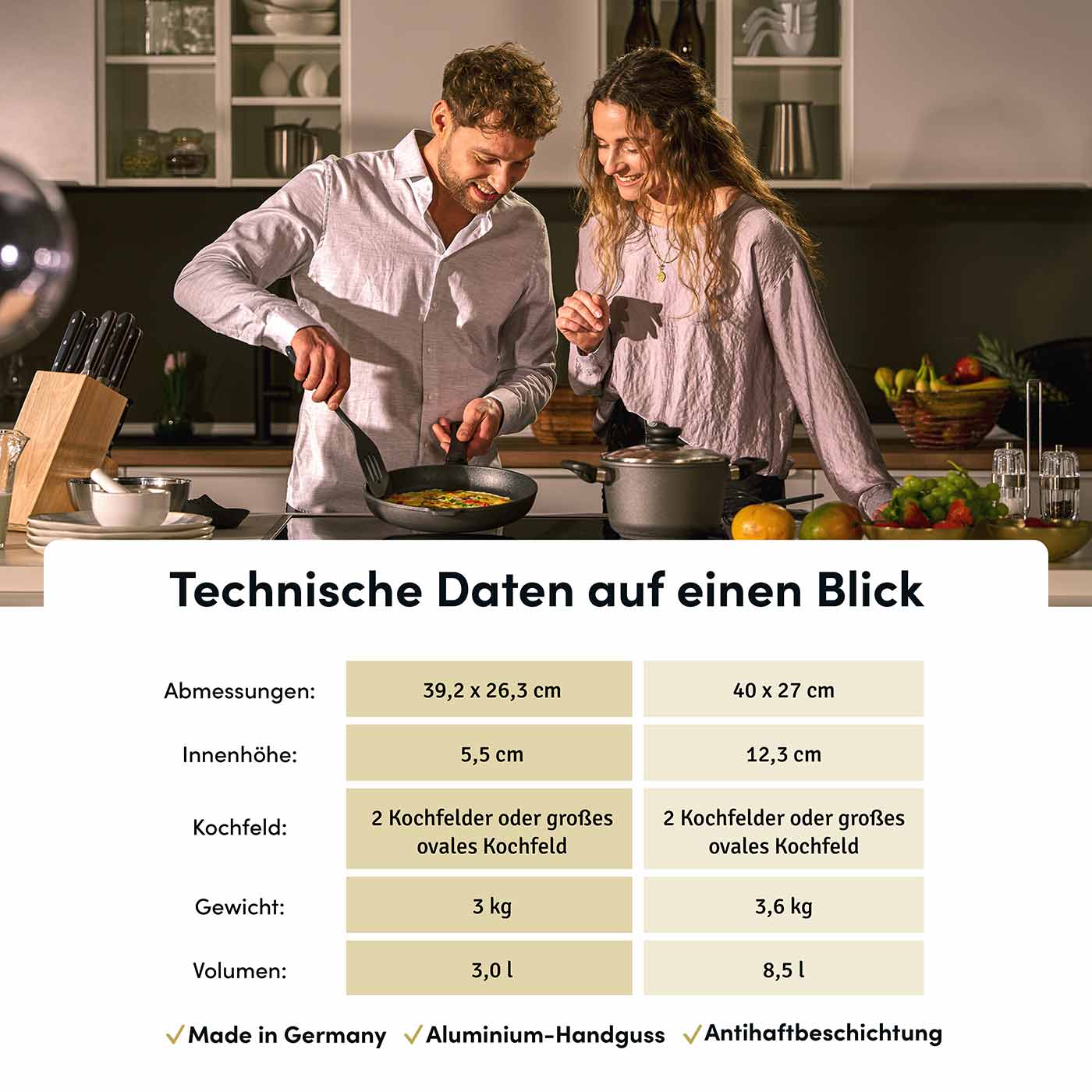 2025 Grote braadpan 2in1 - 39,2 x 26,3 cm met deksel