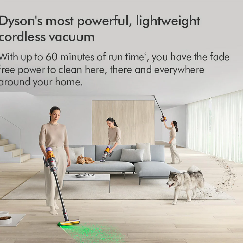 2025 Dyson V12 Detect Slim Absolute Draadloze Steelstofzuiger met Accessoires voor Grondige Reiniging, Geel/Nikkel