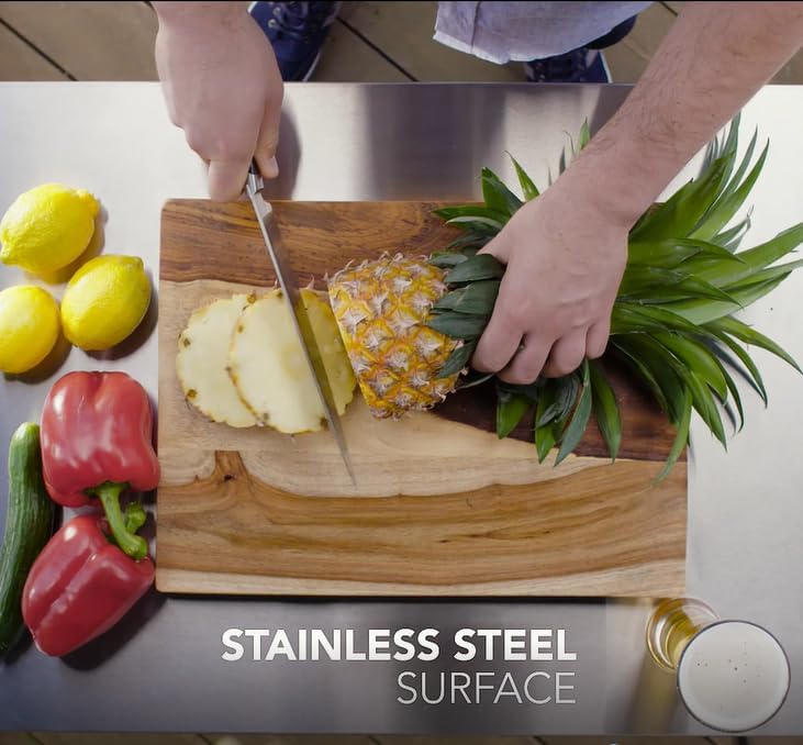 Keter Outdoor Rolling Table Cart voor voedselbereiding, opslag, bar en grill, donkerbruin