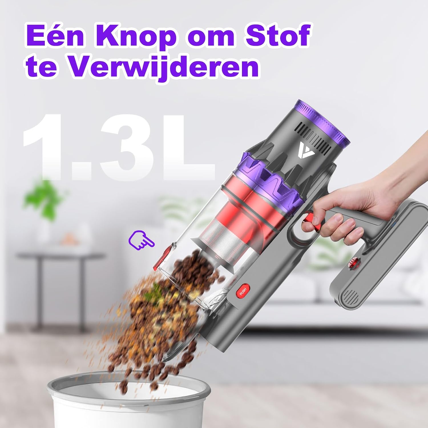 coovy SU7 Stick Vacuum Cleaner Cordless 580W/45Kpa/75Min, LED Display, 1.3 L Vacuum Cleaner Anti-tangle, Stick Vacuum Cleaner Cordless for Pet Hair, Carpet, Hard Floors