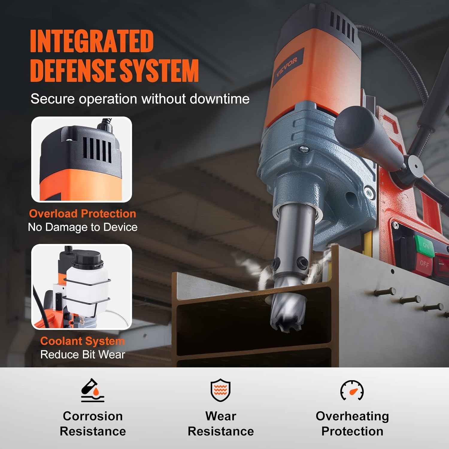 2025 Vevor Elektrische Magnetische Boormachine, 12 Amp��re, 500 RPM, 1550W Kopermotor met Krachtige Elektromagneet en Verstelbare Snelheid