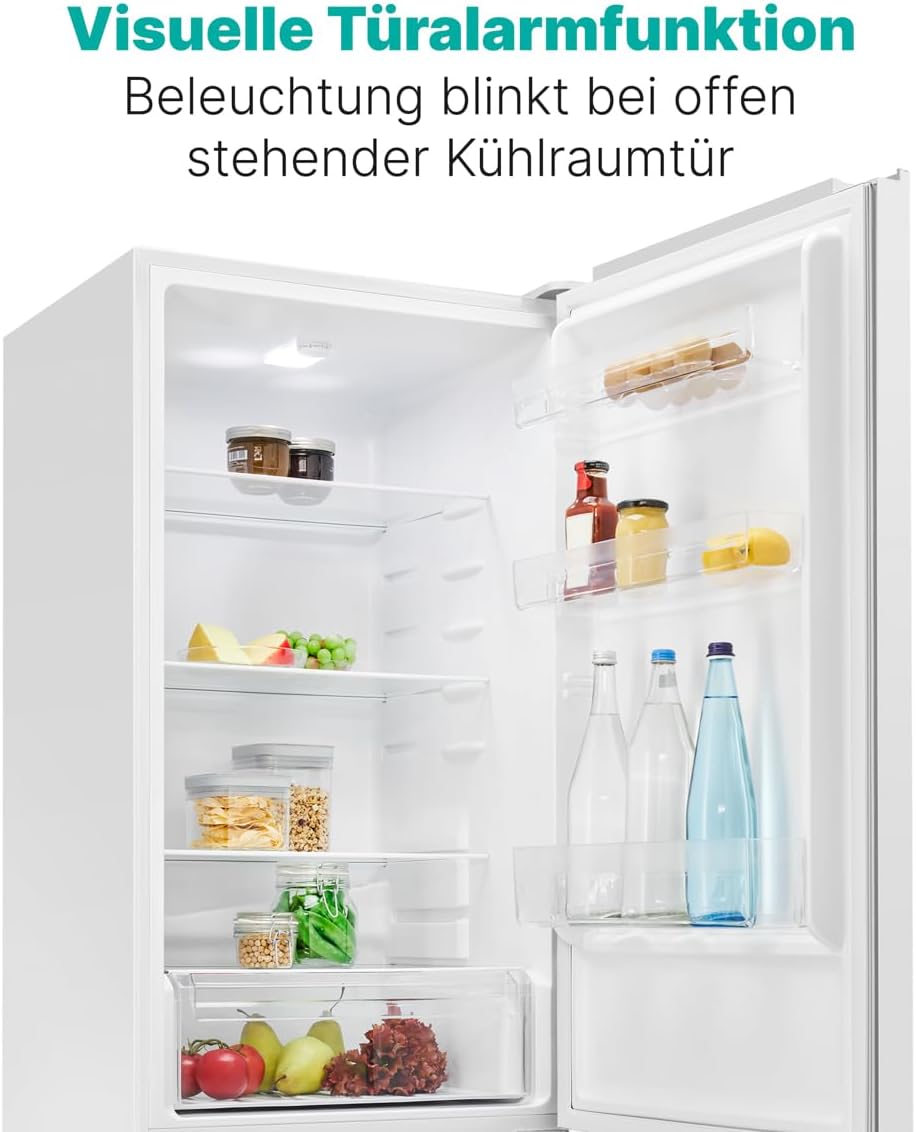Bomann  Fridge-freezer, 269 l capacity - cooling: 198 L | freezing: 71 l, energy saving, quiet 39 dB, LED, interchangeable door stop, height: 180 x width: 55 x depth: 56 cm - KG 184.1 inox