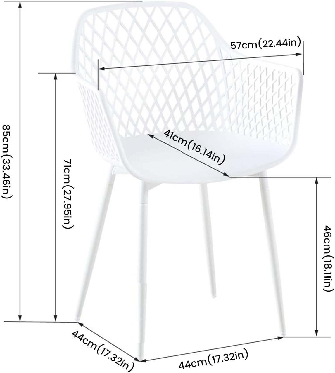 buybyroom Garden Chairs Set of 4 Outdoor Chair with Armrest Armrest Lounge Chair Armchairs Garden Chairs 120 kg Load Capacity Black