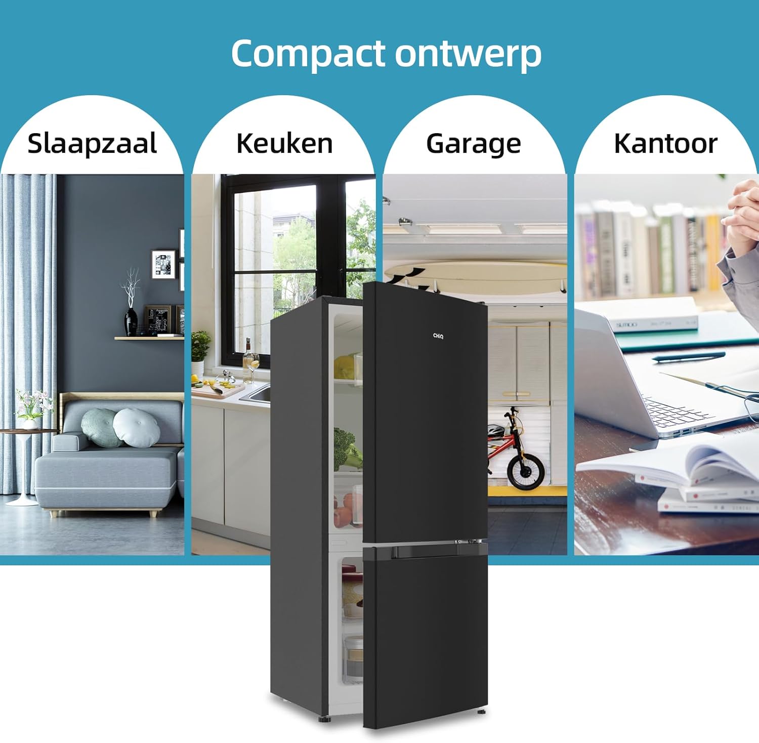 CHiQ FBM351NEI42, Fridge-Freezer, 356 Liters(260 + 96 L), No Frost, Silent 35dB, Inverter Compressor, Digital LED Display, 12 Year Warranty on Compressor, Stainless Steel