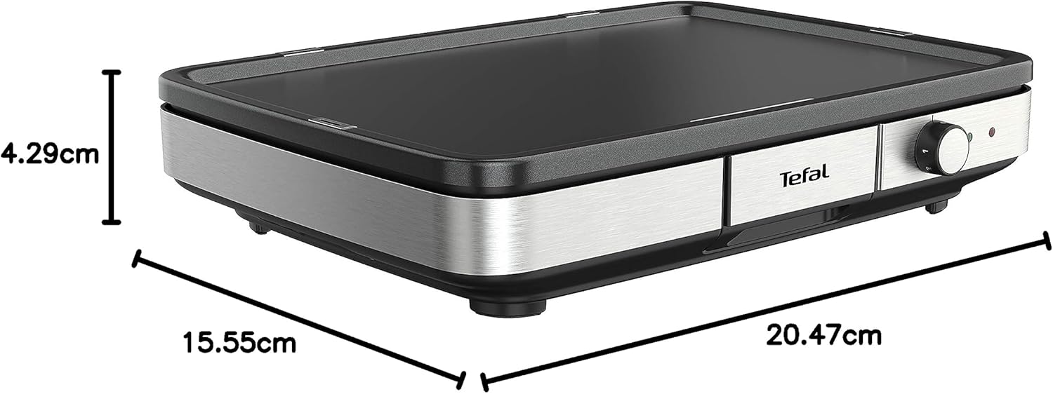 Tefal Maxi Plancha griddle CB690D - Large griddle suitable for 10-12 people - For indoor and outdoor grilling, Grey