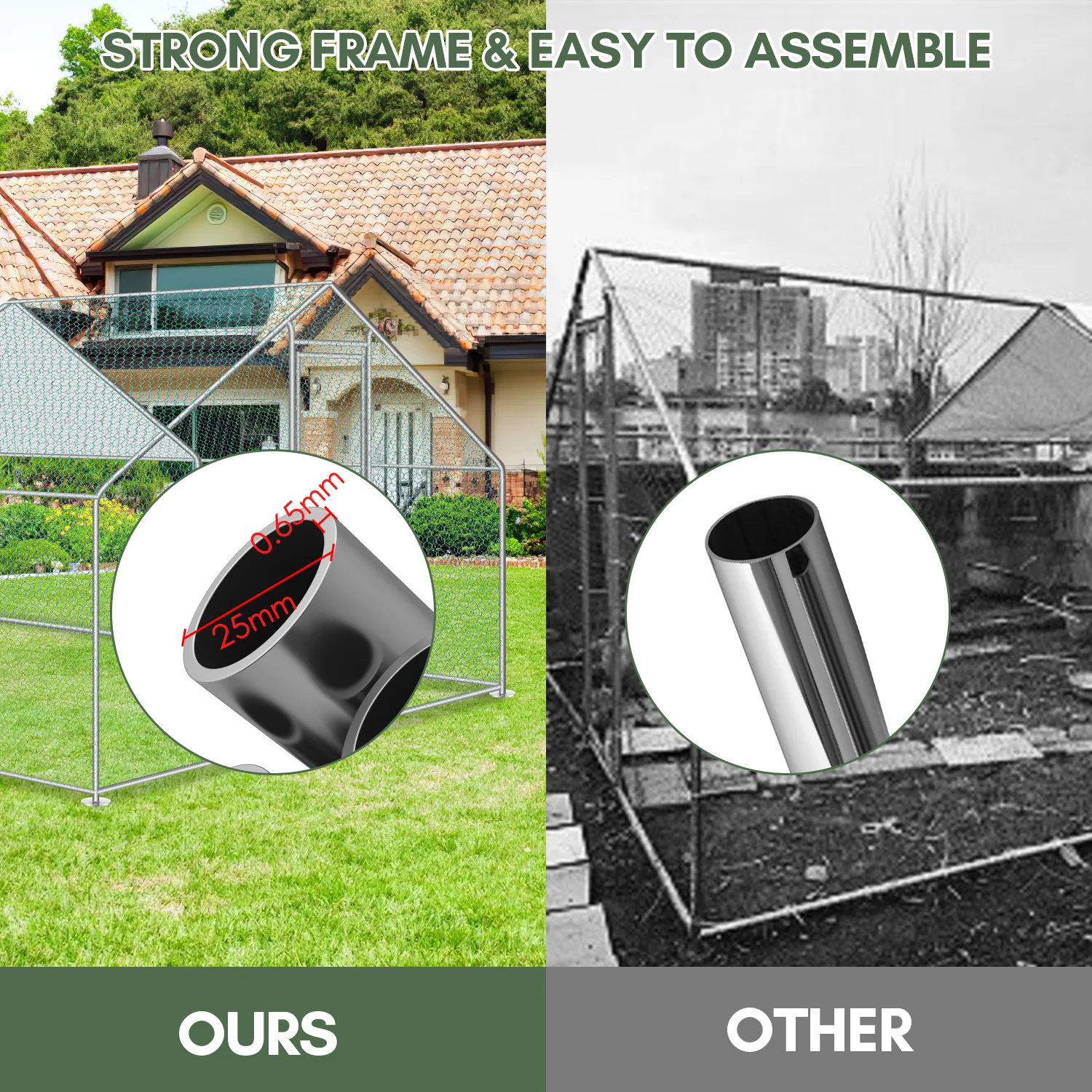 2025 Sonnewelt Kippenhok Metaal Vrijloopren met Dakzeil 332m